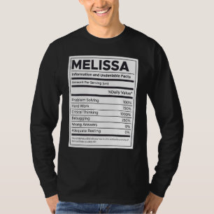 Melissa Nutrition Information Problem Solving Har T-Shirt