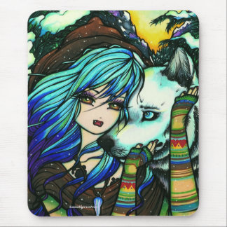 "Melissa" Vampire Wolf Fantasy Forest Art Mouse Pad