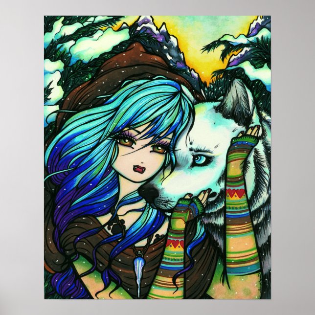 Melissa Vampire Wolf Fantasy Winter Art Poster (Front)