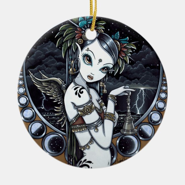 "Melita" Goth Tribal Fusion Dancer Angel Ornaments (Front)