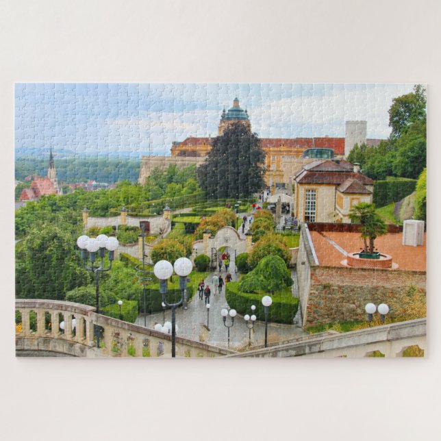 Melk Abbey  with garden and town, Austria Jigsaw Puzzle (Horizontal)