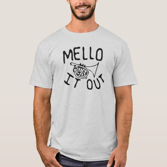 Mello It Out sketch-style mellophone shirt (Front)