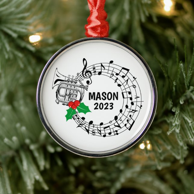 Mellophone Marching Band Christmas Ornament (Tree)