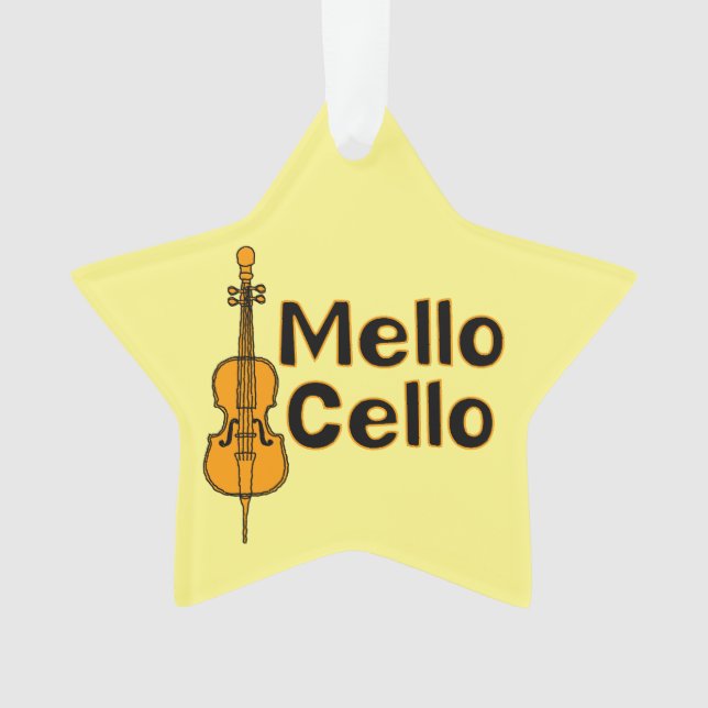 Mellow Cello White Text Ornament (Front)