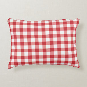 Mellow Classic Gingham - red white check plaid. Accent Pillow