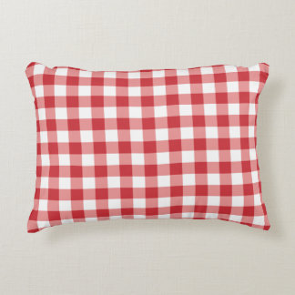 Mellow Classic Gingham - red white check plaid. Accent Pillow