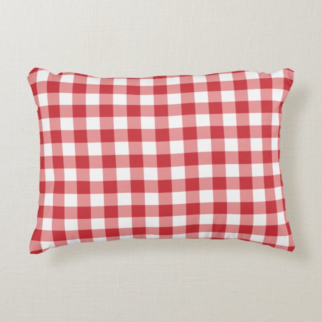 Mellow Classic Gingham - red white check plaid. Accent Pillow (Front)