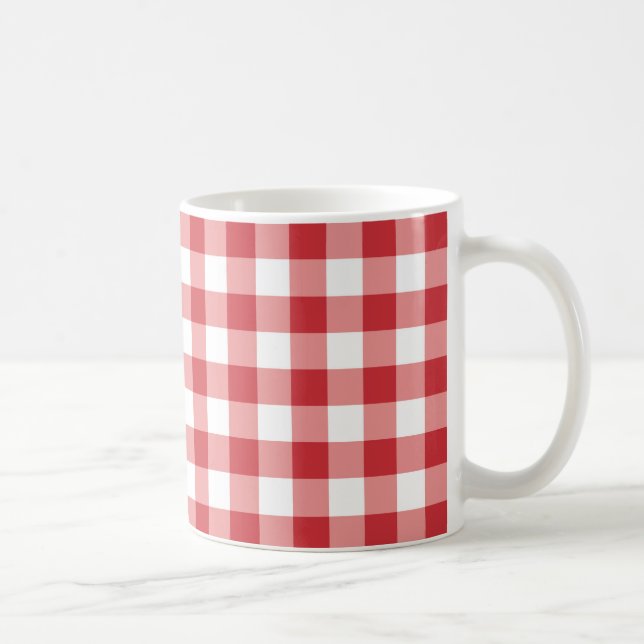 Mellow Classic Gingham - red white check plaid. Coffee Mug (Right)