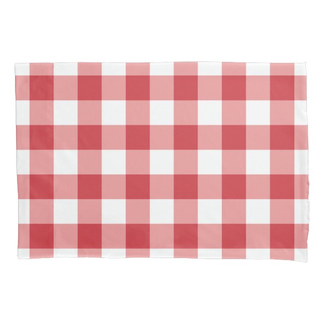 Mellow Classic Gingham - red white check plaid. Pillowcase (Front)