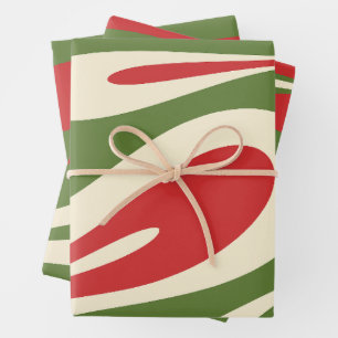 Mellow Flow Retro Christmas Abstract Patterns Wrapping Paper Sheet