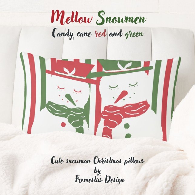 Mellow Geo Stripes -Christmas red green snowman. Lumbar Pillow (Creator Uploaded)