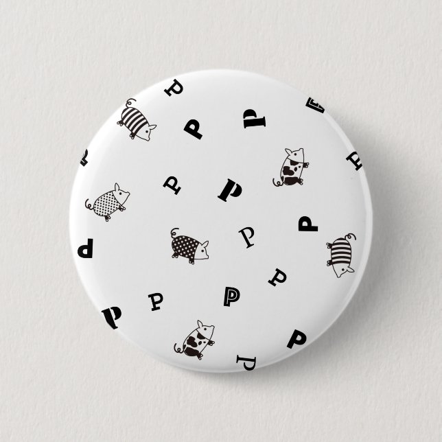 Mellow Pig 缶バッジ 2 Inch Round Button (Front)