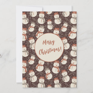 Mellow Snowmen - Merry Christmas v2 editable red. Holiday Card