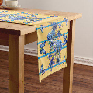 Mellow Yellow Blue Heaven Butterfly Medow Short Table Runner