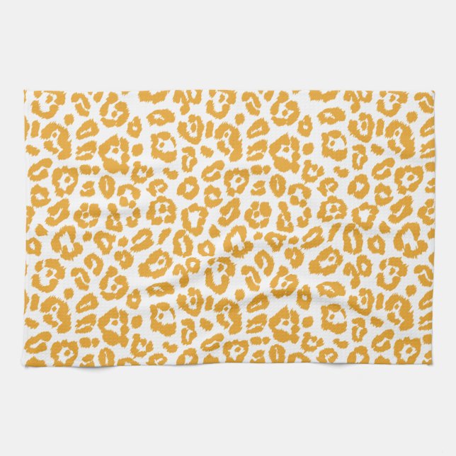 Mellow Yellow Leopard Pattern Kitchen Towel (Horizontal)