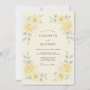 Mellow Yellow Pastoral Spring Wedding Invitation