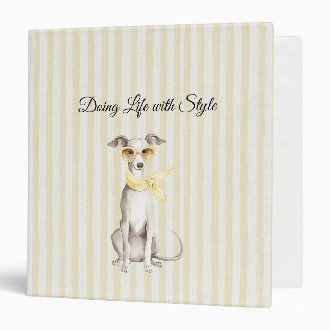 Mellow Yellow Scarf White Dog  Binder (Front/Inside)