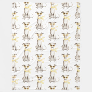 Mellow Yellow Scarf White Dog Birthday Fleece Blanket