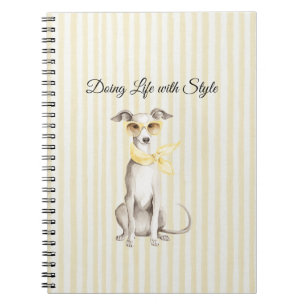 Mellow Yellow Scarf White Dog Notebook