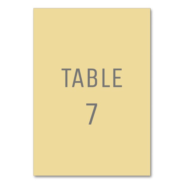 Mellow yellow simple minimalist trendy elegant table number (Front)