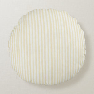Mellow Yellow White Stripes Dots Baby Shower  Round Pillow
