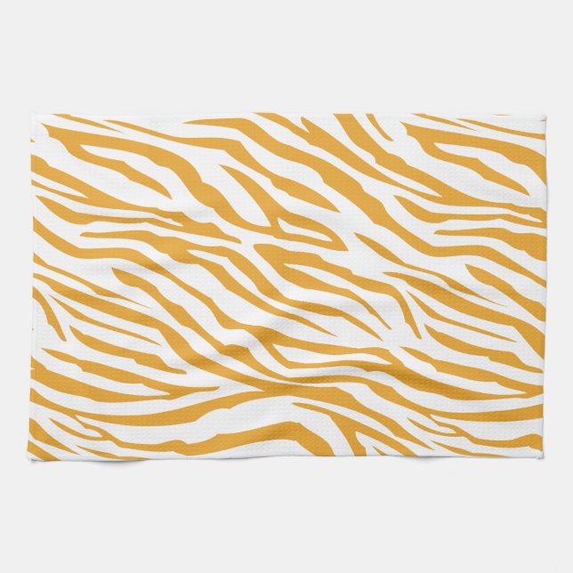 Mellow Yellow Zebra Pattern Kitchen Towel (Horizontal)