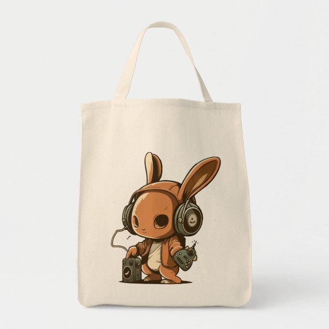 Melodic Bunny: A Musical Journey Tote Bag (Front)