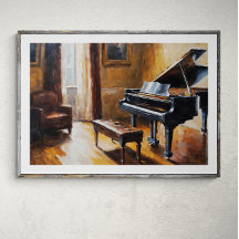 Melodic Echoes: Vintage Piano in Rustic Room