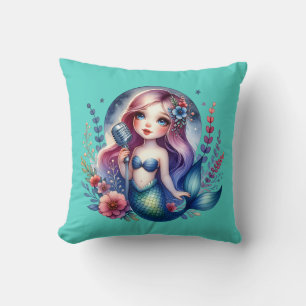 "Melodic Mermaid Serenade" Throw Pillow