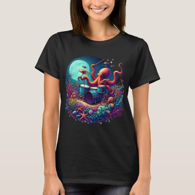 Melodic Octopus: Drumming in the Depths T-Shirt (Front)