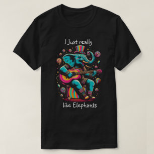 Melodic Pachyderm: Elephant Strumming a Guitar T-Shirt