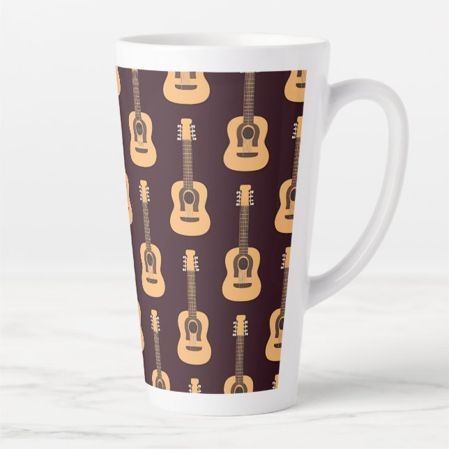 Melodic Strings: Little Guitar Pattern Latte Mug (Right)