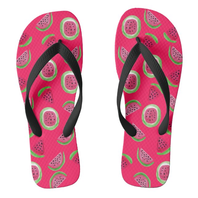 Mélodie d'été : Tongs aquarelle pastèque (Semelle)