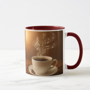 "Melodies in Steam: Musical Coffee Cup Art Mug"