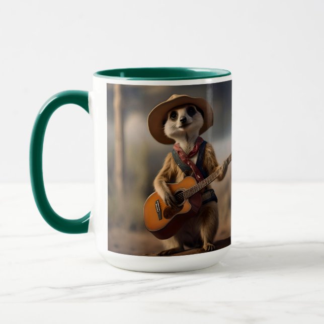 Melodies of the Savanna: Meerkat Guitar Serenade, Mug (Left)