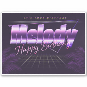 Melody Name Vorname lila retro Sticker Geburtstag