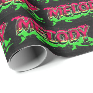 Melody Vorname Name Graffiti red green Wrapping Paper