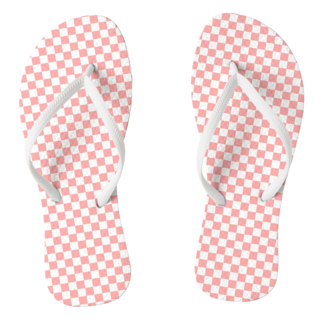 Melon and White Chequered Flip Flops (Footbed)