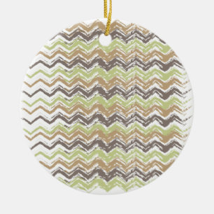 Melon Brandy Scribble ZigZag Pattern Ceramic Ornament