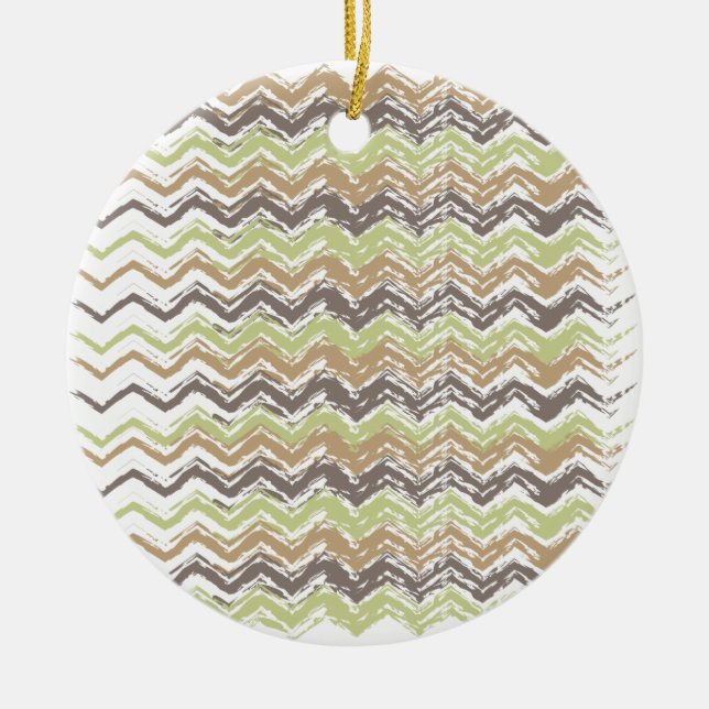 Melon Brandy Scribble ZigZag Pattern Ceramic Ornament (Front)