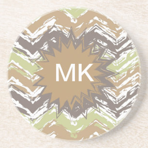 Melon Brandy Scribble ZigZag Pattern Coaster