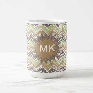Melon Brandy Scribble ZigZag Pattern Coffee Mug