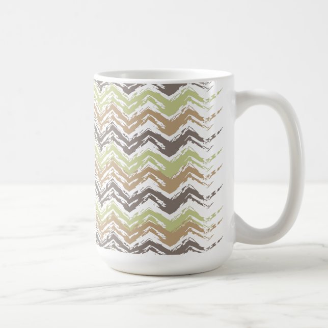 Melon Brandy Scribble ZigZag Pattern Coffee Mug (Right)
