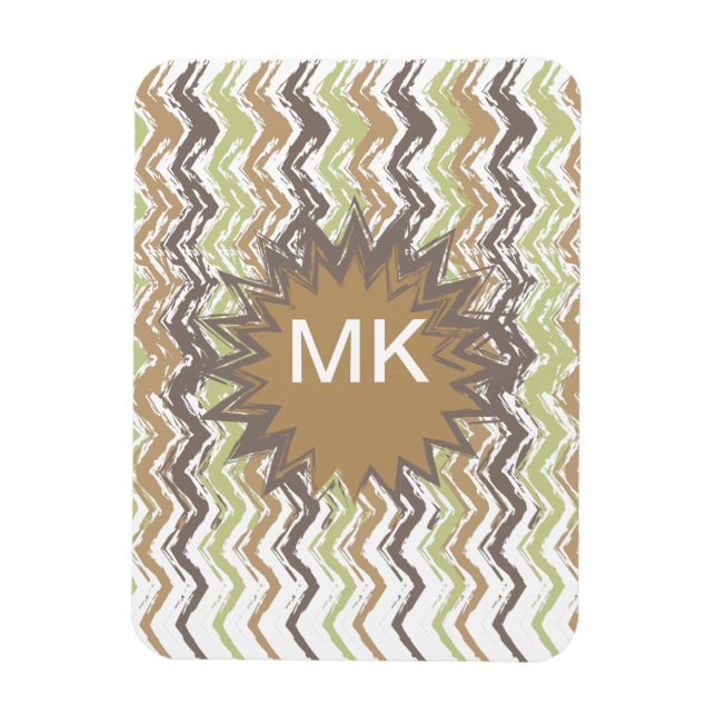 Melon Brandy Scribble ZigZag Pattern Magnet (Vertical)