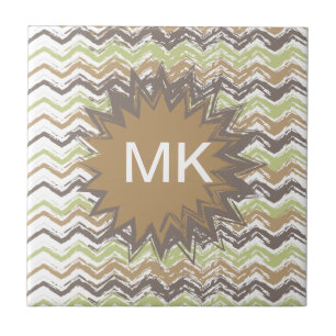 Melon Brandy Scribble ZigZag Pattern Tile