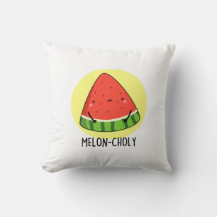 Melon-choly Funny Sad Watermelon Pun  Throw Pillow