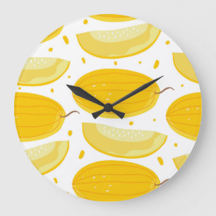 Melon Doodle Fruit Vintage Design Large Clock