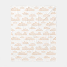 Melon Dreamtime Watercolor Clouds Fleece Blanket