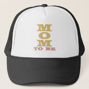 Melon/Gold Text Mom to Be Trucker Hat