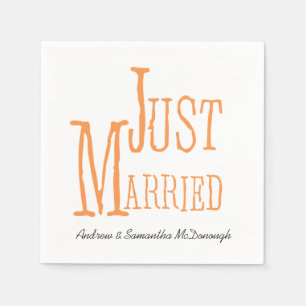 Melon Just Married Personalized Paper Napkins